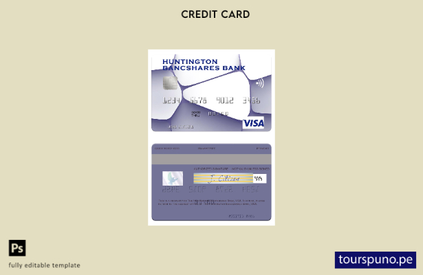 lista para imprimir plantilla de tarjeta visa de Huntington Bancshares Bank de E